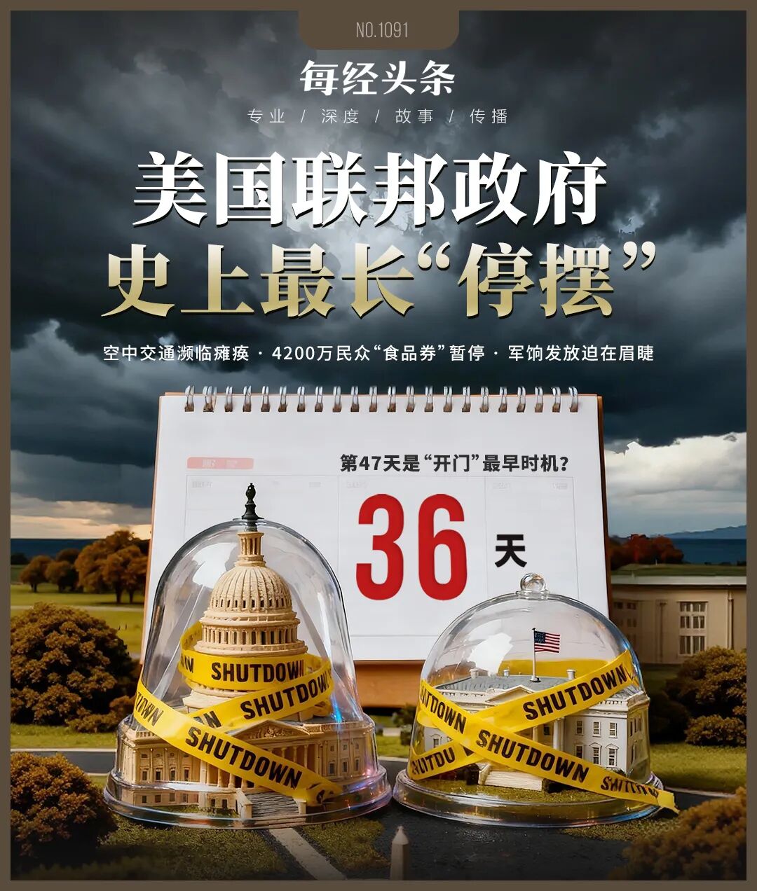 36天，美国联邦政府“停摆”创纪录！航空濒临关闭，军饷发放困难，债务增超6000亿美元...... 每日经济新闻- Yuanben -  Protecting your ownership rights